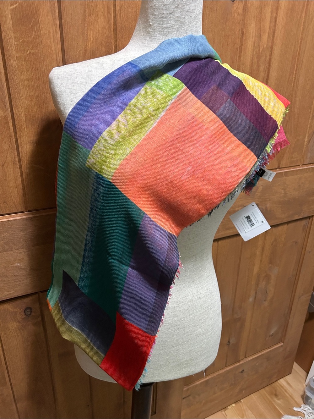 NWT Echo NY Multicolor Striped Wearable Art Scarf - Vibrant Color Block Design
